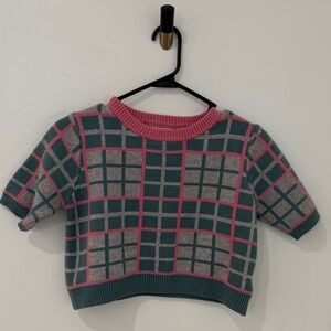 Listicle Pink and Gray Checkered Women's Sweater